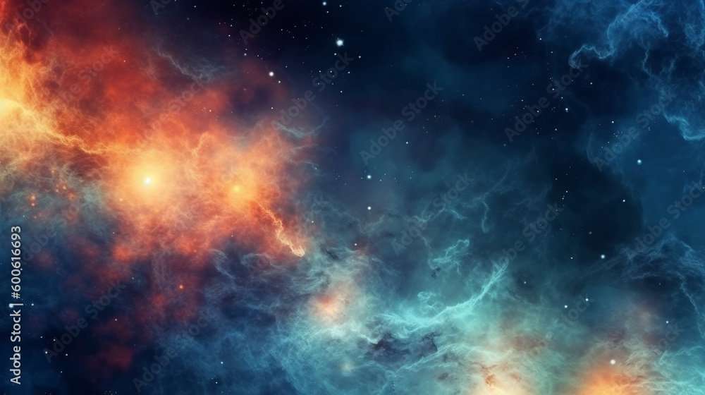 Wall mural generative ai, a nebula or galaxy theme for a space or science-oriented website design