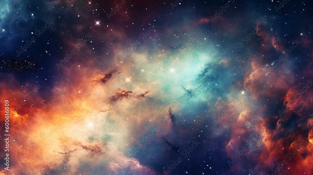 Wall mural generative ai, a nebula or galaxy theme for a space or science-oriented website design