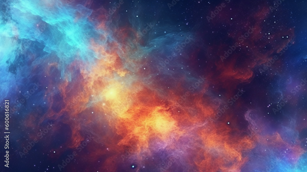 Wall mural generative ai, a nebula or galaxy theme for a space or science-oriented website design