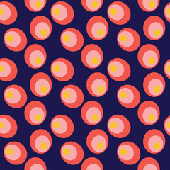 Abstract design of oval figures in pink and yellow colors