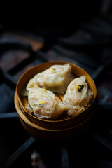 delicious chicken dim sum on the stove