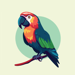 Parrot bird tropical colorful cartoon logo mascot character vector illustration
