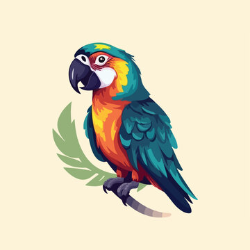 Parrot bird tropical colorful cartoon logo mascot character vector illustration