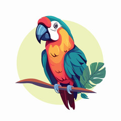 Parrot bird tropical colorful cartoon logo mascot character vector illustration