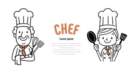 ベクターイラスト素材：料理人の男性と女性、コック
