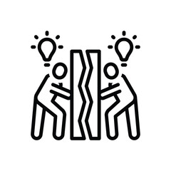 Black line icon for solving 