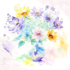 Beautiful watercolor floral illustration card