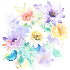 Beautiful watercolor floral illustration card