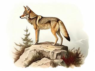 A Naturalist Illustration of a Coyote | Generative AI