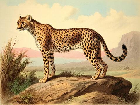 A Naturalist Illustration of a Cheetah | Generative AI
