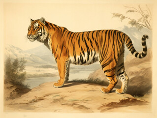 Fototapeta na wymiar A Naturalist Illustration of a Tiger | Generative AI