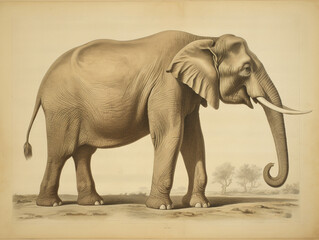 A Naturalist Illustration of an Elephant | Generative AI