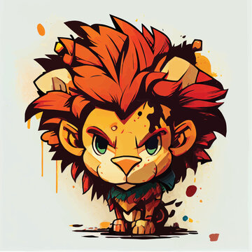 cute Lion character, cartoon, children book style, artistic, theme print design, for t-shirt print and case, Illustrator
