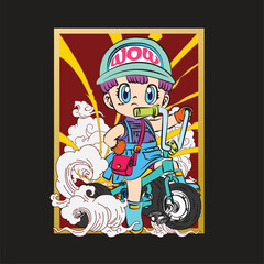the rich kid illustration design for sukajan is mean japan traditional cloth or t-shirt