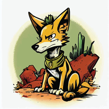cute Dingo character, cartoon, children book style, artistic, theme print design, for t-shirt print and case, Illustrator
