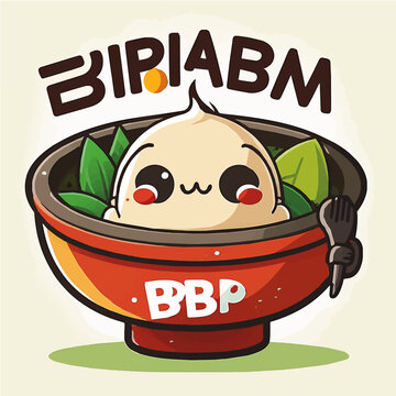 Bibimbap, simple, cartoon, children book style, comic, flat character, artistic, Illustrator
