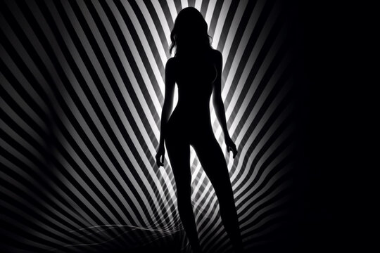 Beautiful woman body silhouette black and white illustration. Generative AI