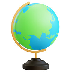 3d globe illustration with transparent background