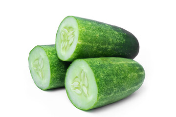 Cucumber slice isolated. Cucumber on white. Full depth of field. With clipping path	