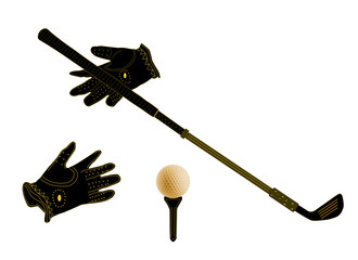 Glove sparkle with black golf sticks in yellow frills
