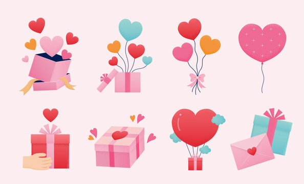 Valentines balloons and gifts set
