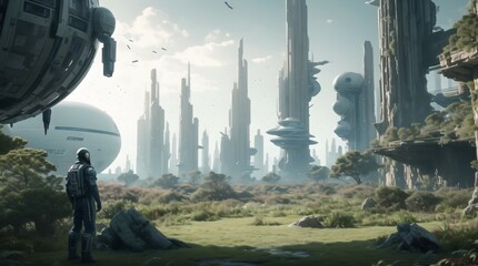 Futuristic city, sci-fi illustration