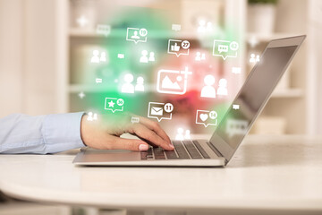 Young person surfing on social media network