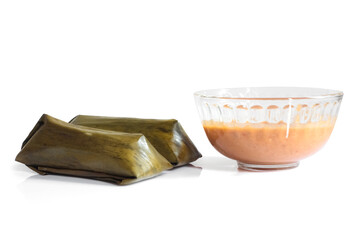 Lontong isolated on white background