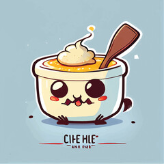 cute Creme brulee food character, cartoon, children book style, artistic, theme print design, for t-shirt print and case, Illustrator
