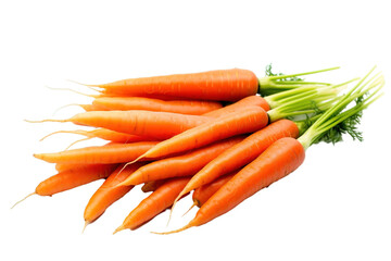 A bright and vibrant stock photo of fresh carrots on a pristine white isolated PNG