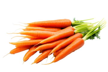A bright and vibrant stock photo of fresh carrots on a pristine white isolated PNG