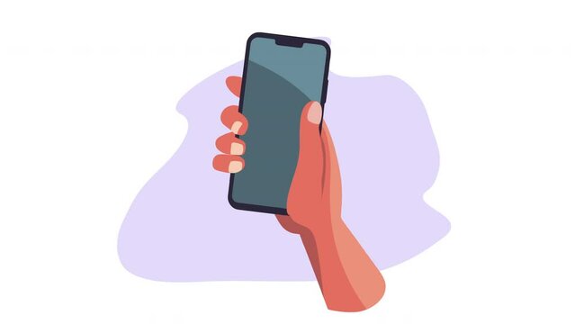 hand lifting smartphone device animation