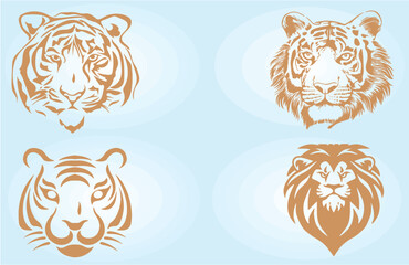 Tiger head icons. International Tiger Day July 29th. Wildlife protection idea. Editable vector, easy to change color or size. eps 10.