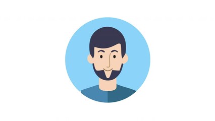 bearded man profile character animation