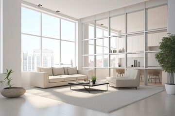 Naklejka na ściany i meble modern kitchen with a sleek marble table and comfortable chairs. Generative AI