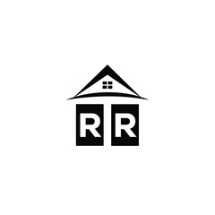 Initial letter RR real estate logo design template RR home or house letter logo