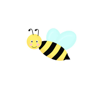 Flying bee with happy face cartoon