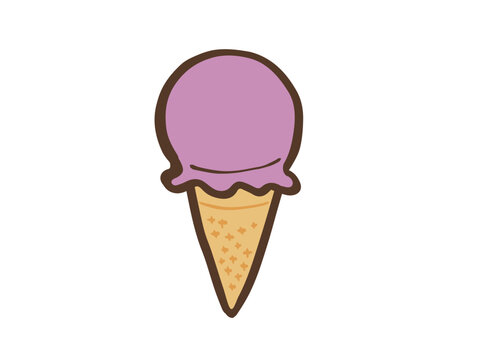 かわいいアイスクリームのベリー味コーン／手描きイラスト素材