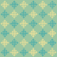 hand drawn rhombus of crisscrossed stripes. geometric illustration. green repetitive background. vector seamless pattern. fabric swatch. wrapping paper. design template for textile, linen, home decor