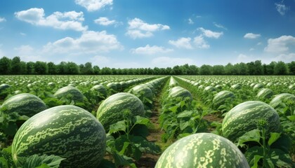 a large watermelon field - obrazy, fototapety, plakaty