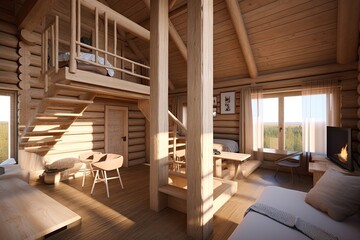 Fototapeta premium modern black leather couch in a dimly lit room. Generative AI