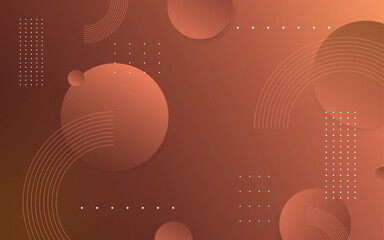 Modern background, geometric, dark orange gradation, circle, memphis style