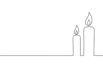 Continuous line drawing of Candle icon on white background.