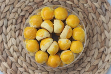 nastar cookies, pineapple tarts or nanas tart are small, bite-size pastries