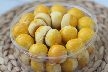 nastar cookies, pineapple tarts or nanas tart are small, bite-size pastries