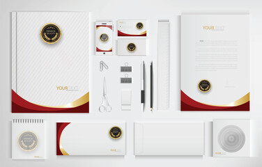 Office equipment kits include notebooks, business cards, pencils, pens, erasers, rulers, scissors.