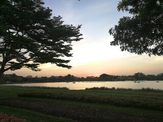 sunset over the lake