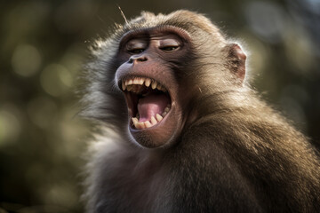 cute monkey is laughing