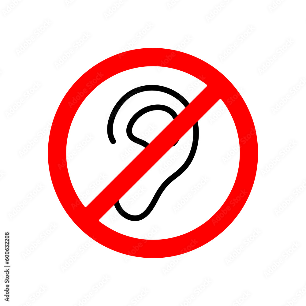 Aufkleber no listen raster icon. flat no listen symbol is isolated on a white background..eps