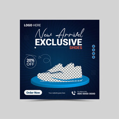 Vector Exclusive Shoes Social Media Post Layout template design.